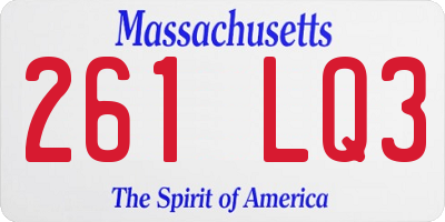 MA license plate 261LQ3