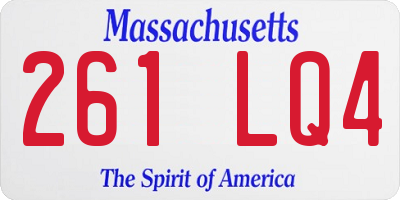 MA license plate 261LQ4