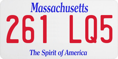 MA license plate 261LQ5