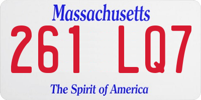 MA license plate 261LQ7
