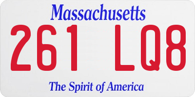 MA license plate 261LQ8
