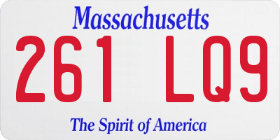 MA license plate 261LQ9