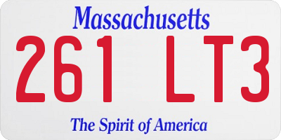 MA license plate 261LT3