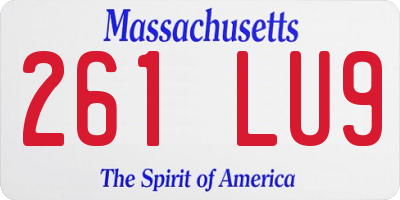 MA license plate 261LU9
