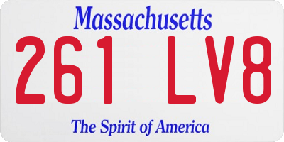 MA license plate 261LV8