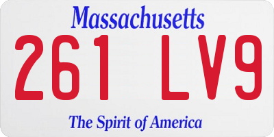 MA license plate 261LV9