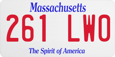 MA license plate 261LW0