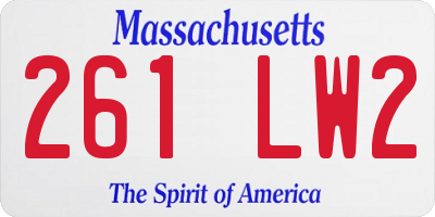 MA license plate 261LW2