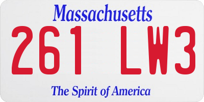 MA license plate 261LW3