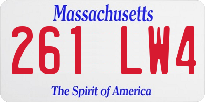 MA license plate 261LW4