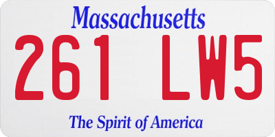 MA license plate 261LW5