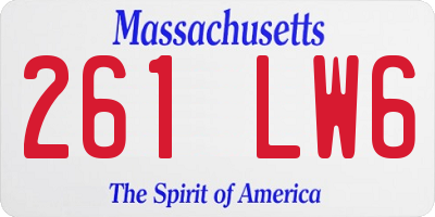MA license plate 261LW6