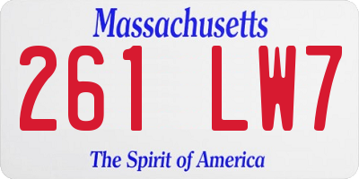 MA license plate 261LW7