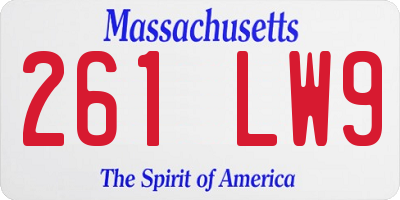 MA license plate 261LW9