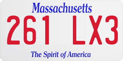 MA license plate 261LX3