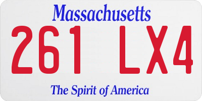MA license plate 261LX4