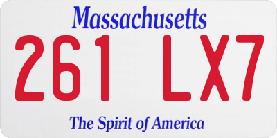 MA license plate 261LX7