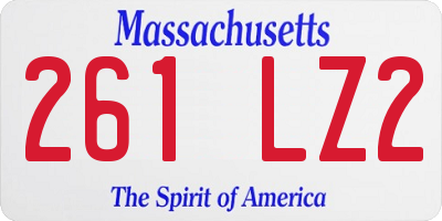 MA license plate 261LZ2
