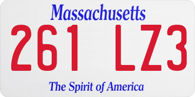 MA license plate 261LZ3