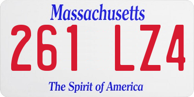 MA license plate 261LZ4