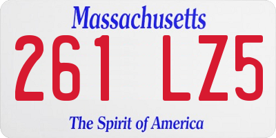 MA license plate 261LZ5