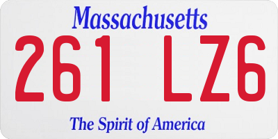 MA license plate 261LZ6