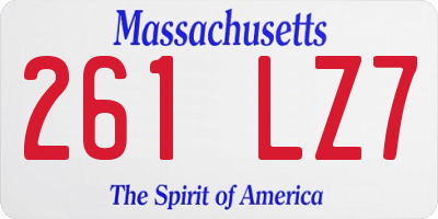MA license plate 261LZ7