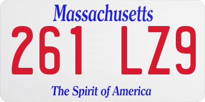 MA license plate 261LZ9