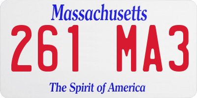 MA license plate 261MA3