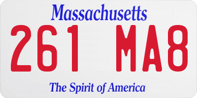 MA license plate 261MA8