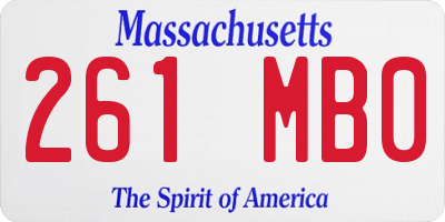 MA license plate 261MB0