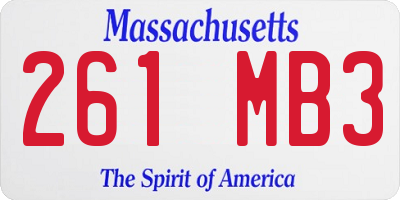 MA license plate 261MB3