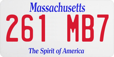 MA license plate 261MB7