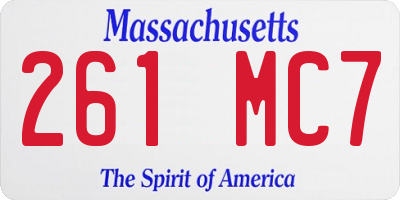 MA license plate 261MC7