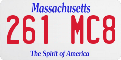 MA license plate 261MC8