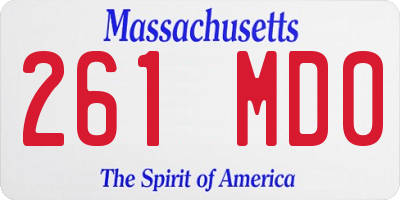 MA license plate 261MD0
