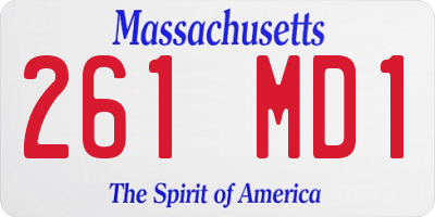 MA license plate 261MD1