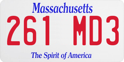 MA license plate 261MD3