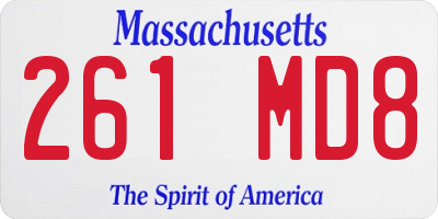 MA license plate 261MD8