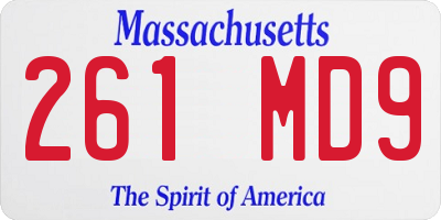 MA license plate 261MD9