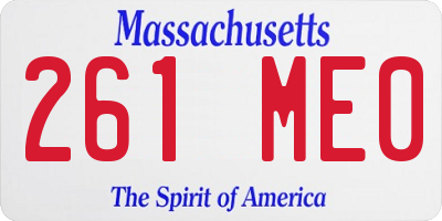 MA license plate 261ME0