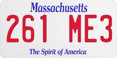 MA license plate 261ME3