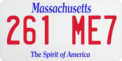 MA license plate 261ME7