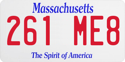 MA license plate 261ME8