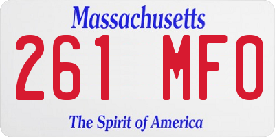 MA license plate 261MF0