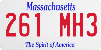 MA license plate 261MH3