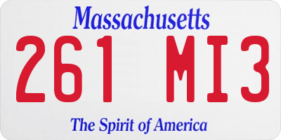 MA license plate 261MI3