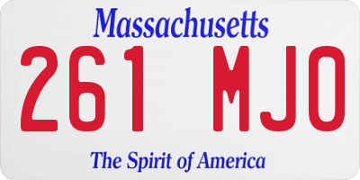 MA license plate 261MJ0