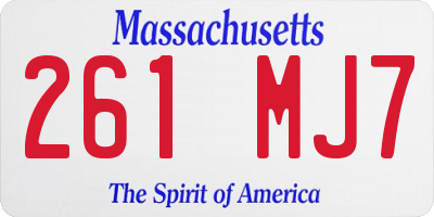 MA license plate 261MJ7