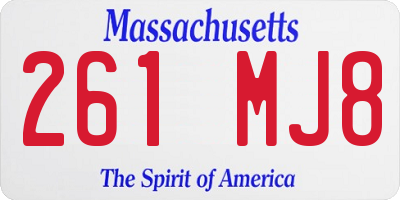 MA license plate 261MJ8